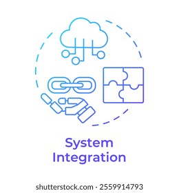 System integration blue gradient concept icon. RPA connecting software and platforms. Technology development. Round shape line illustration. Abstract idea. Graphic design. Easy to use in presentation