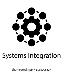 System integration icon is denoted y cogwheel circulating between nodes