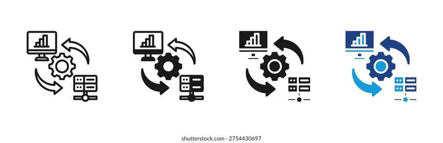 System Integration icon set multiple style collection
