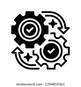 Ícone da linha de integração do sistema, símbolo da estrutura de tópicos para vinculação de processos, sincronização de plataformas, conexão de dados, automação de fluxo de trabalho e unificação de tecnologia. Ícone de sinal vetorial.
