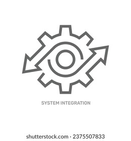 System integration symbol. Technical solutions in industry. Automation system and operating. Editable Stroke. EPS 10