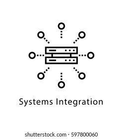 System Integration Vector Line Icon 