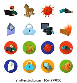 System, internet, connection, code .Hackers and hacking set collection icons in cartoon,flat style vector symbol stock illustration web.