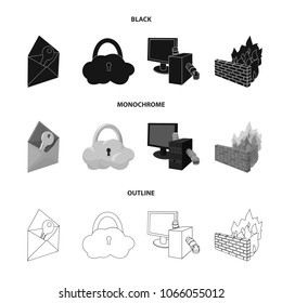 System, internet, connection, code .Hackers and hacking set collection icons in black,monochrome,outline style vector symbol stock illustration web.