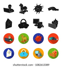 System, internet, connection, code .Hackers and hacking set collection icons in black,flet style vector symbol stock illustration web.