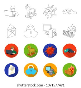 System, internet, connection, code .Hackers and hacking set collection icons in outline,flat style vector symbol stock illustration web.