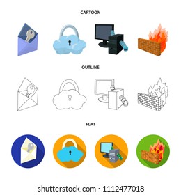 System, internet, connection, code .Hackers and hacking set collection icons in cartoon,outline,flat style vector symbol stock illustration web.