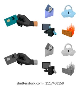 System, internet, connection, code .Hackers and hacking set collection icons in cartoon,monochrome style vector symbol stock illustration web.