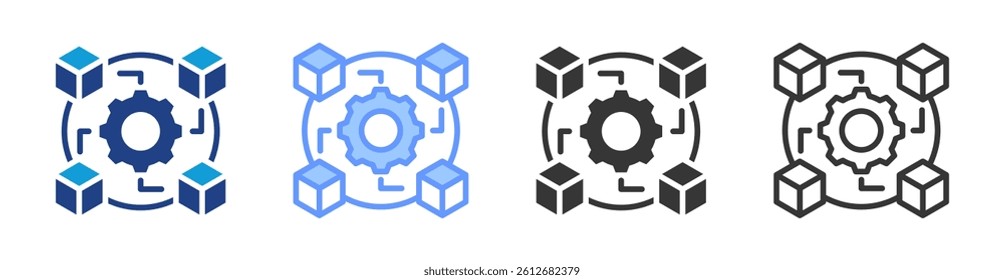 System Interoperability icon set multiple style collection