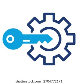 Estilo de icono azul plano de la llave del sistema