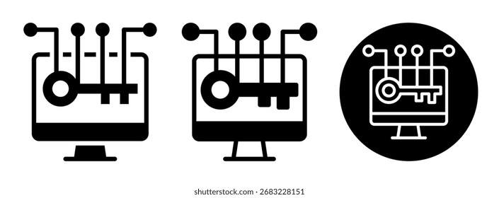 Glifo de Colección de icono de clave de sistema y Ilustración vectorial mixta