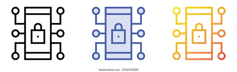 system key icon. Linear, Blue Fill and Gradient Style Design Isolated On White Background