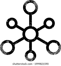System links icon with scratched effect. Isolated vector system links icon image with scratched rubber texture on a white background.