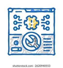 vetor de esboço do ícone de doodle do analista de manutenção do sistema. sinal do analista de manutenção do sistema. ilustração de símbolo isolado