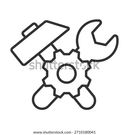 System maintenance icon in line design. tools, wrench, hammer, gear, repair, engineering, control on white background vector. maintenance system editable stroke icon