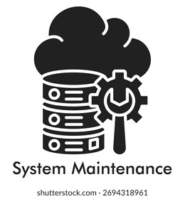 Ícone de Manutenção do Sistema em Estilo Sólido. Ilustração de vetor para atualização de servidor e conceito de otimização de rede