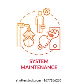 System Maintenance Red Concept Icon. Shipbuilding Worker. Boat In Dry Dock. Ship Maintenance Engineer. Watercraft Idea Thin Line Illustration. Vector Isolated Outline RGB Color Drawing