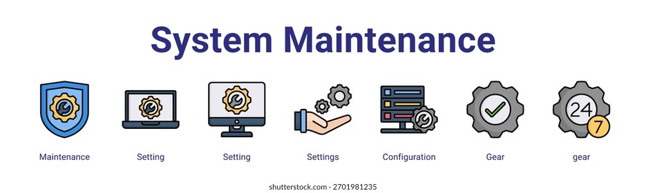 Systemwartung Webbanner-Symbol-Element für Design in einer Sammlung