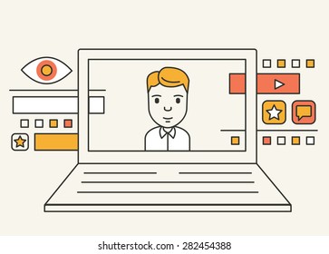 System for managing interactions with customers. Customer relationship management - vector illustration