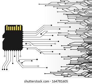 System memory digital micro background vector illustration