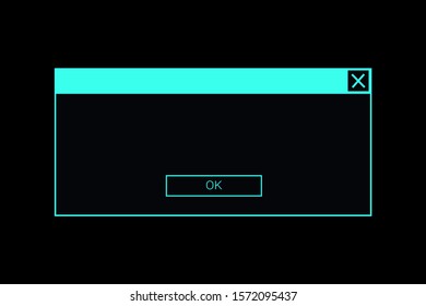 System message dialog box. Neon error or information window frame