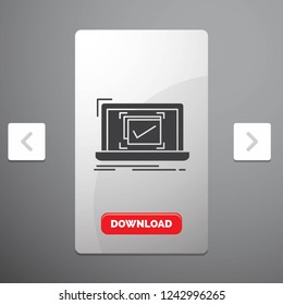 system, monitoring, checklist, Good, OK Glyph Icon in Carousal Pagination Slider Design & Red Download Button