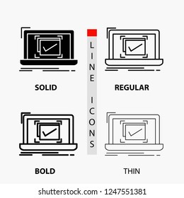 system, monitoring, checklist, Good, OK Icon in Thin, Regular, Bold Line and Glyph Style. Vector illustration