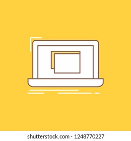 system, monitoring, checklist, Good, OK Flat Line Filled Icon. Beautiful Logo button over yellow background for UI and UX, website or mobile application