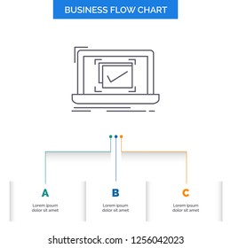 system, monitoring, checklist, Good, OK Business Flow Chart Design with 3 Steps. Line Icon For Presentation Background Template Place for text