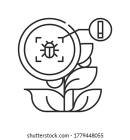 Monitorización del sistema del campo de cultivo con la ayuda de sensores. Insectos, parásitos en tomate. Icono lineal negro de cultivo inteligente. Iniciar sesión en la página web, aplicación. elemento de diseño de interfaz gráfica de usuario (GUI) de UI UX. Trazo editable. Pixel Perfect