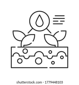 System monitoring the crop field with the help of sensors. Smart farming black linear icon. Sign for web page, app. UI UX GUI design element. Editable stroke. Pixel Perfect.