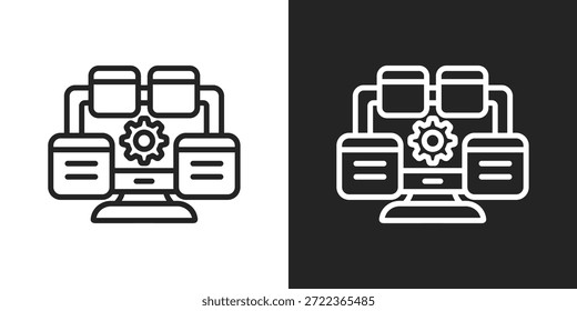 Icono de red del sistema en estilo de línea en blanco y negro