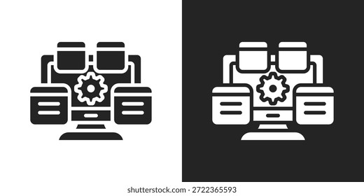 Icono de red del sistema en estilo de glifo blanco y negro