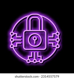 vector de señal de luz de neón de candado del sistema. ilustración de candado del sistema