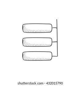 Icono de esbozo vectorial de piezas del sistema aislado en el fondo. Icono de piezas del sistema dibujadas a mano. Icono de esbozo de piezas del sistema para infografía, sitio web o aplicación.