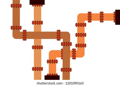 System of pipeline and pipes - infrasture of supply. Gasoline, oil, fuel and gas are distributed thought piping and duct. Vector illustration