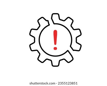 System problems. broken gear icon vector