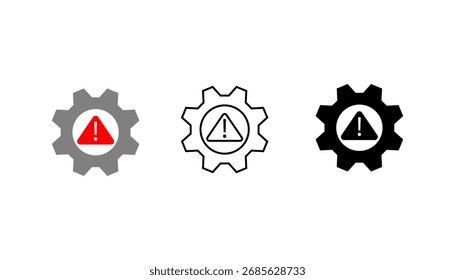 System Process and Settings Error Icon for Technical Maintenance Warning and Machine Failure Alert	
