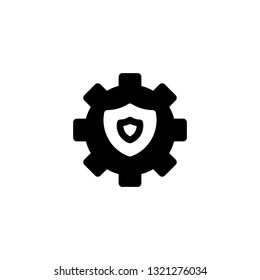 System Protected Icon with glyph style vector illustration. System Care Software