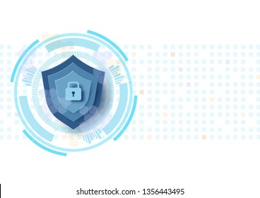 System Protection Concept, Protect Sheild Cyber Concept. Vector Illustration.