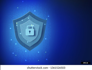 System Protection Concept, Protect Sheild Cyber Concept. Vector Illustration.