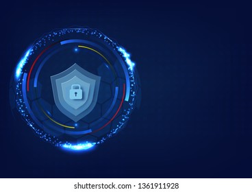 System Protection Concept, Protect Sheild Cyber Concept. Vector Illustration.