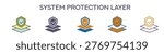 System Protection Layer Element For Design Graphic - Multi Styles. Vector Illustration Of Two Colored And Black. Multiple Icons Designs Can Be Used For Mobile, Ui, Web