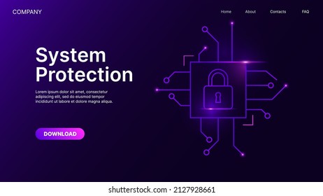 System Protection. Website Page Banner Template. Vector illustration