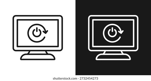 System Restart Icon In Black And White Line Style