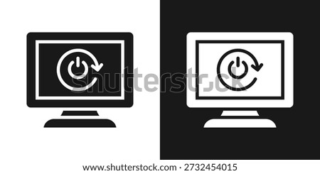 System Restart Icon In Black And White Glyph Style