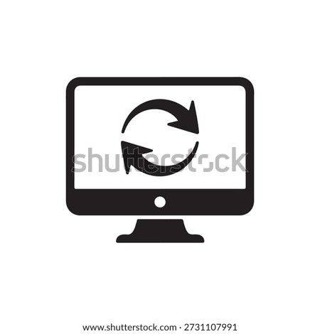 System restore computer silhouette icon representing data recovery and backup process