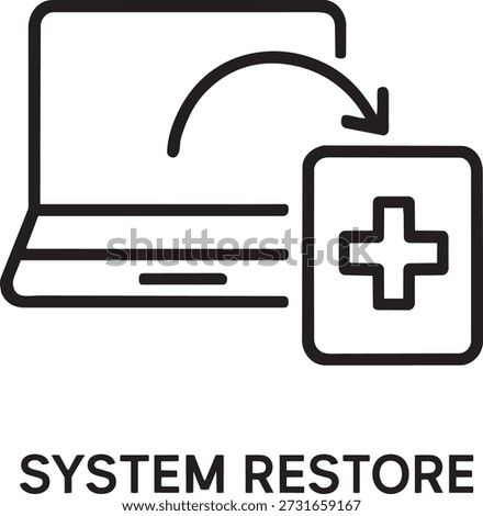 System restore and data recovery line icon vector illustration