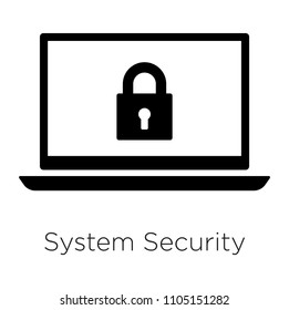 system security icon, Abstract security vector icon illustration isolated on black background. 