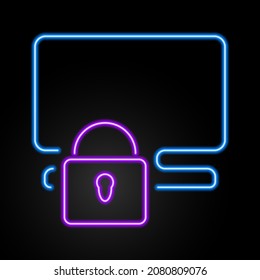 system security neon sign, modern glowing banner design, colorful modern design trends. Vector illustration.